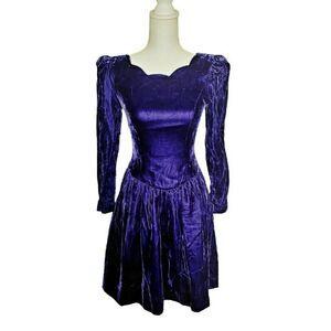 Vintage Purple Velvet Mini Dress Joan Leslie